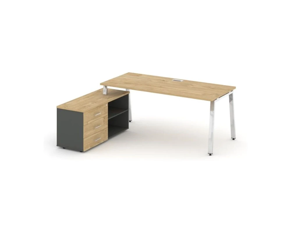 Стол письменный с греденцией левой на А-образном каркасе 1580x700x750 Стайл Проджект Директ Люкс / Style Project Direct Lux