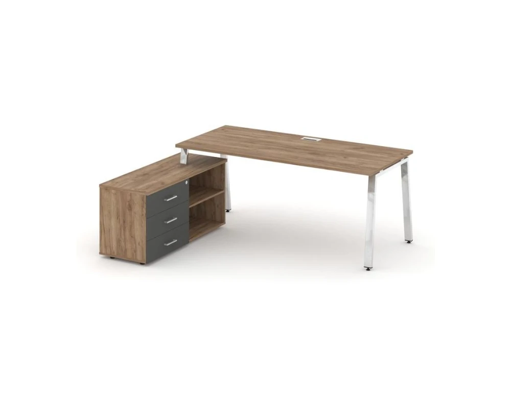 Стол письменный с греденцией левой на А-образном каркасе 1580x700x750 Стайл Проджект Директ Люкс / Style Project Direct Lux