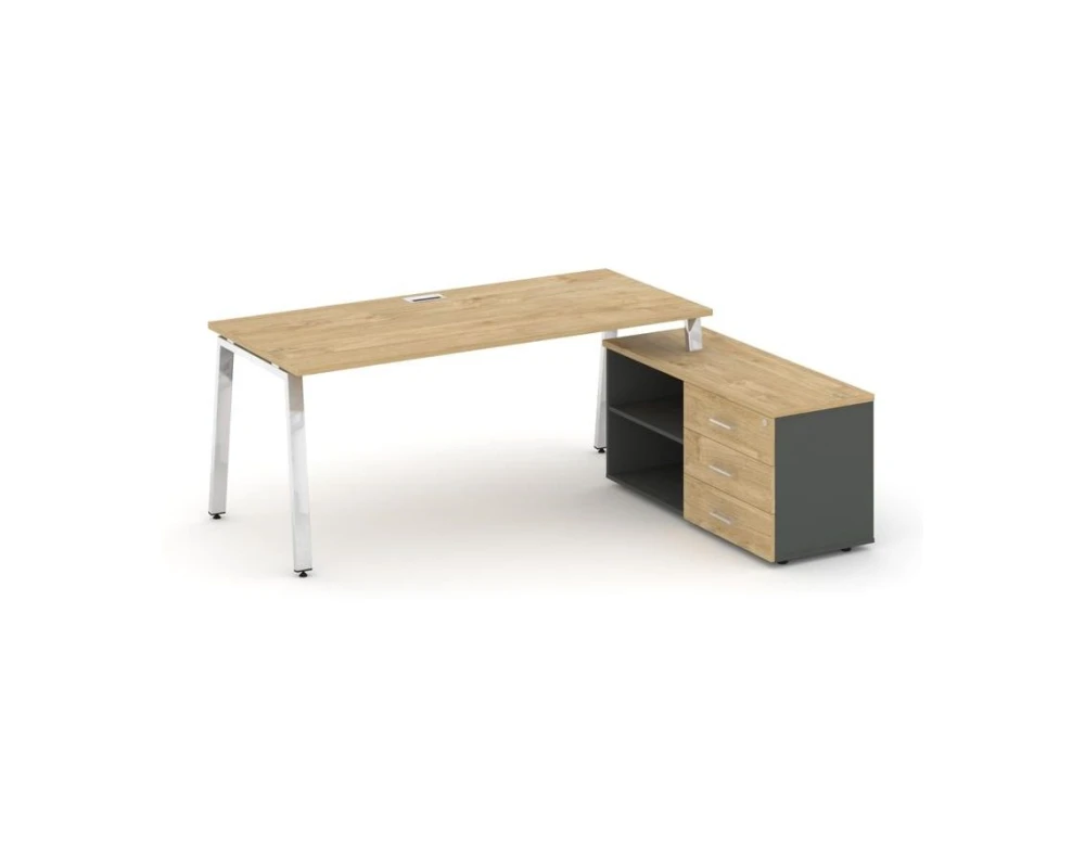 Стол письменный с греденцией правой на А-образном каркасе 1580x800x750 Стайл Проджект Директ Люкс / Style Project Direct Lux