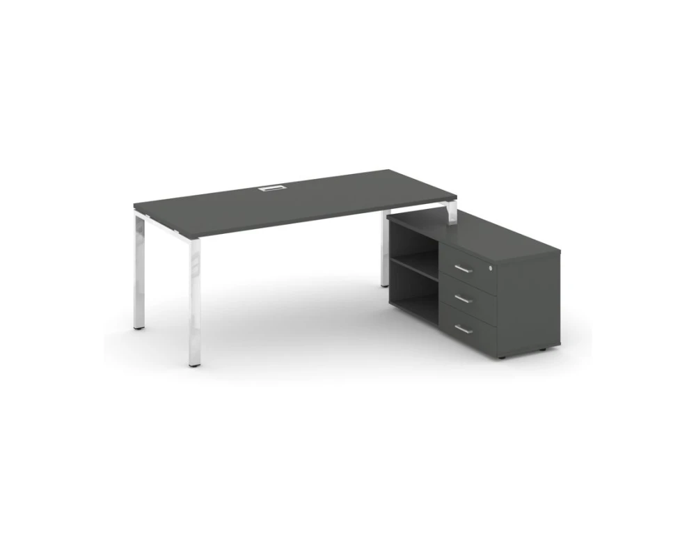 Стол письменный с греденцией правой на П-образном каркасе 1580x700x750 Стайл Проджект Директ Люкс / Style Project Direct Lux