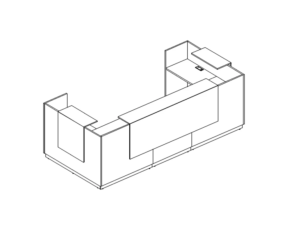 Стойка ресепшн П-образная (полки высокие) с подсветкой A4