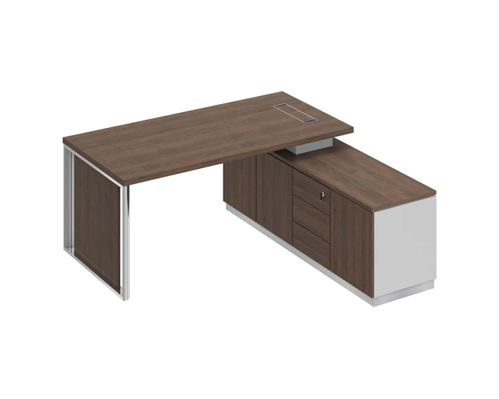 Стол руководителя на опорной тумбе (левый/правый) с декоративной вставкой БР 107 Bravo