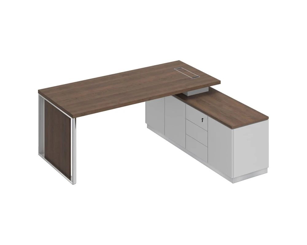 Стол руководителя на опорной тумбе (левый/правый) с декоративной вставкой БР 108 Bravo