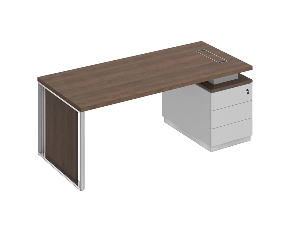 Стол руководителя на опорной тумбе (левый/правый) с декоративной вставкой БР 110 Bravo