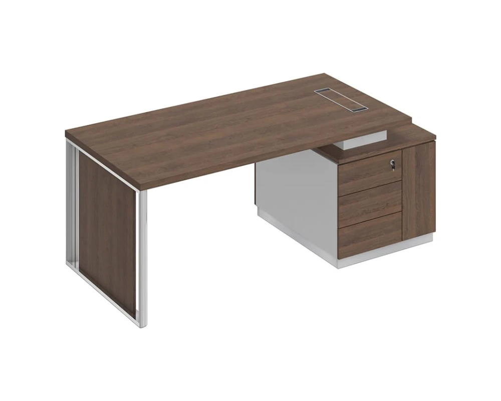 Стол руководителя на опорной тумбе (левый/правый) с декоративной вставкой БР 111 Bravo