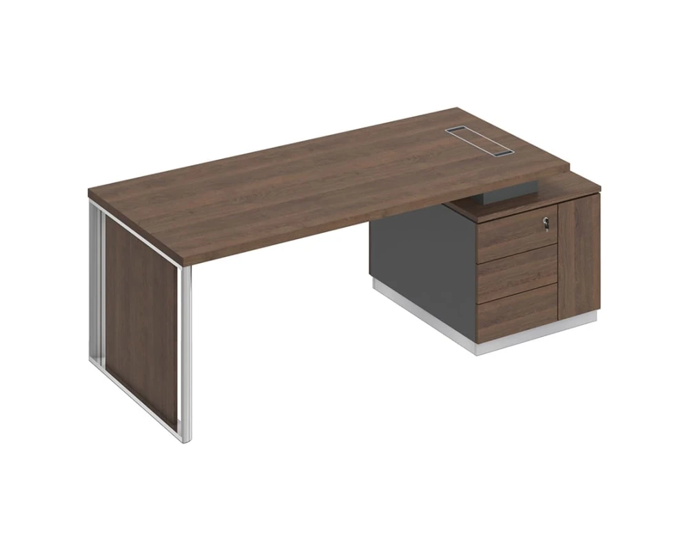 Стол руководителя на опорной тумбе (левый/правый) с декоративной вставкой БР 112 Bravo