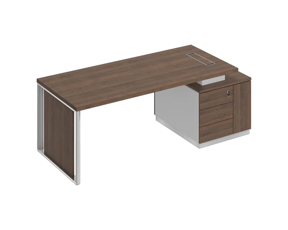 Стол руководителя на опорной тумбе (левый/правый) с декоративной вставкой БР 112 Bravo