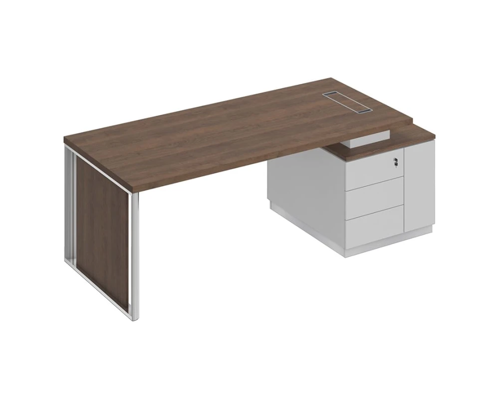 Стол руководителя на опорной тумбе (левый/правый) с декоративной вставкой БР 112 Bravo