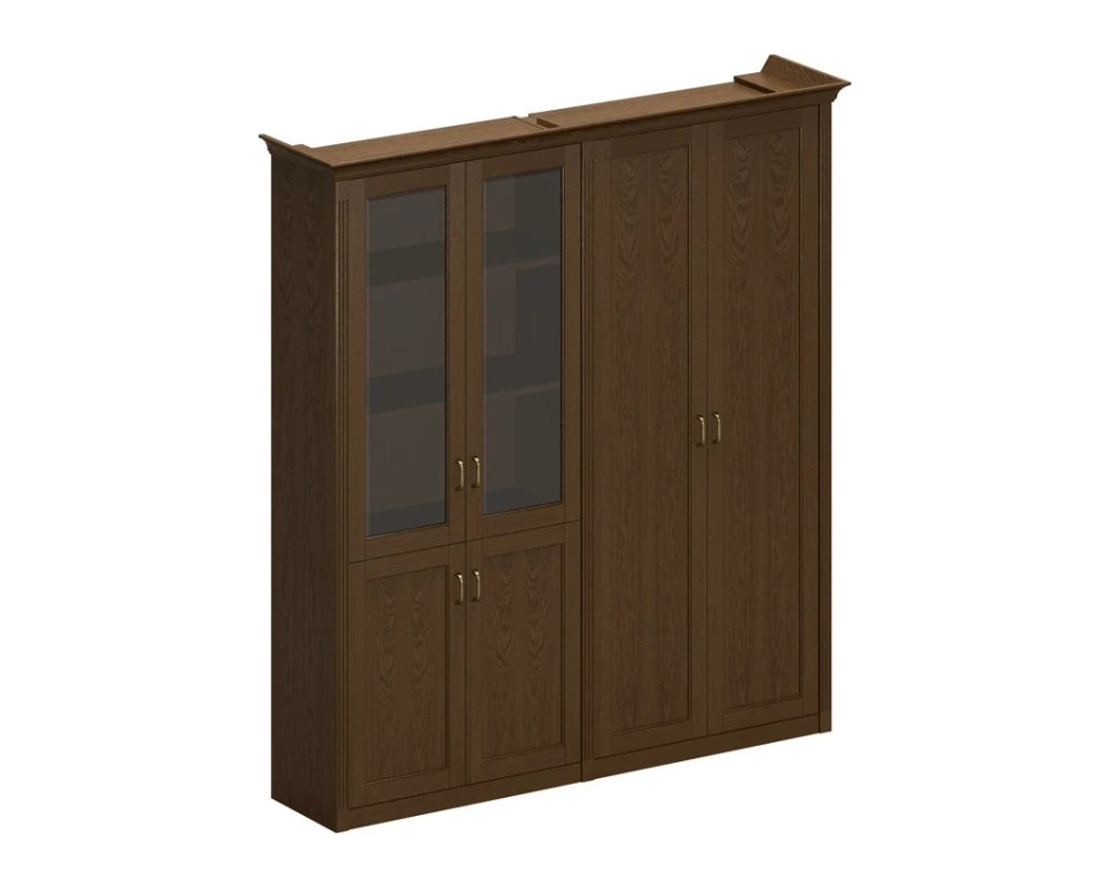 Шкаф высокий комбинированный (для одежды + для документов со стеклянными дверями) Perseo