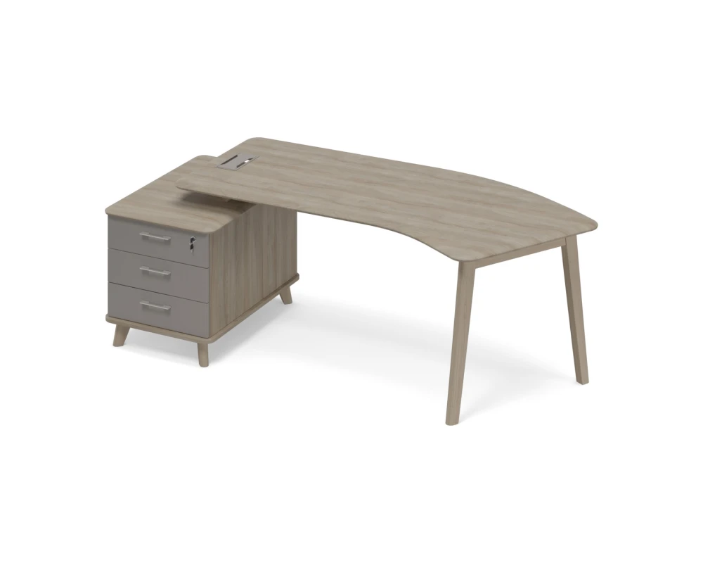 Стол эргономичный на тумбе малой левый (тип 5) WOOD Time Wood