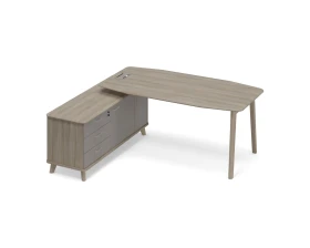 Стол руководителя левый (тип 2) WOOD на опорной тумбе Time Wood images