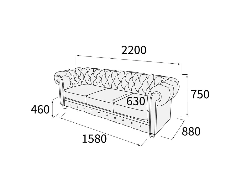 Диван 3-х местный Альфа Честер