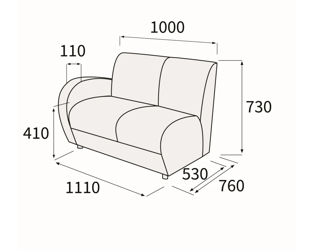 Модуль 2-хмест. с левым подлок-ком Альфа Люкс