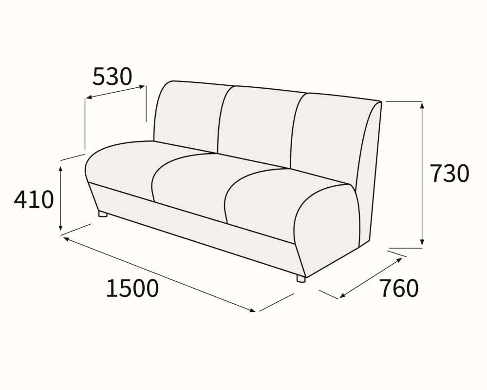 Модуль 3-х местный без подлокотников Альфа Люкс