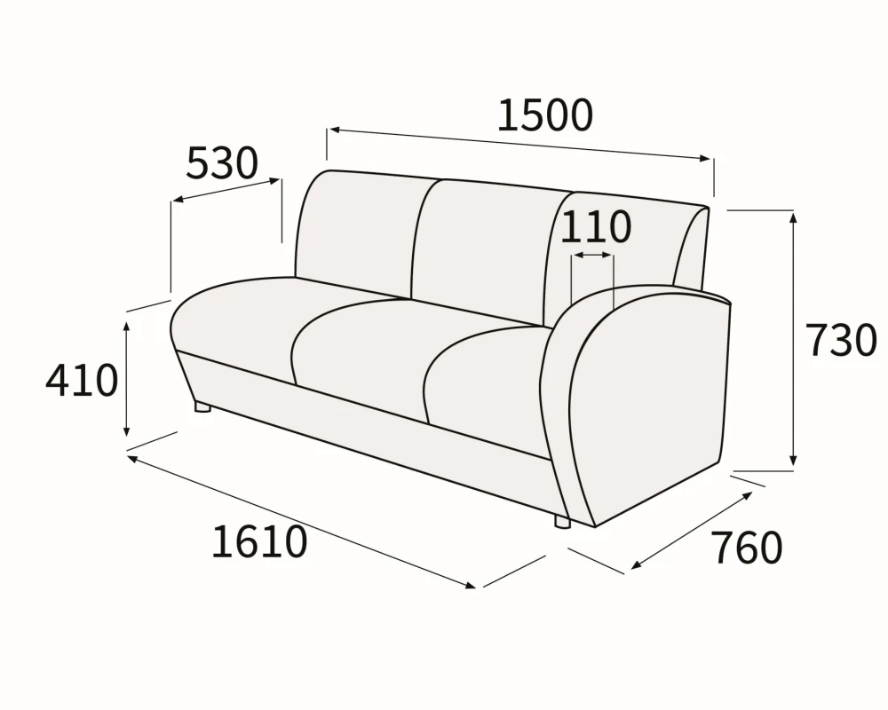 Модуль 3-хмест. с правым подлок-ком Альфа Люкс