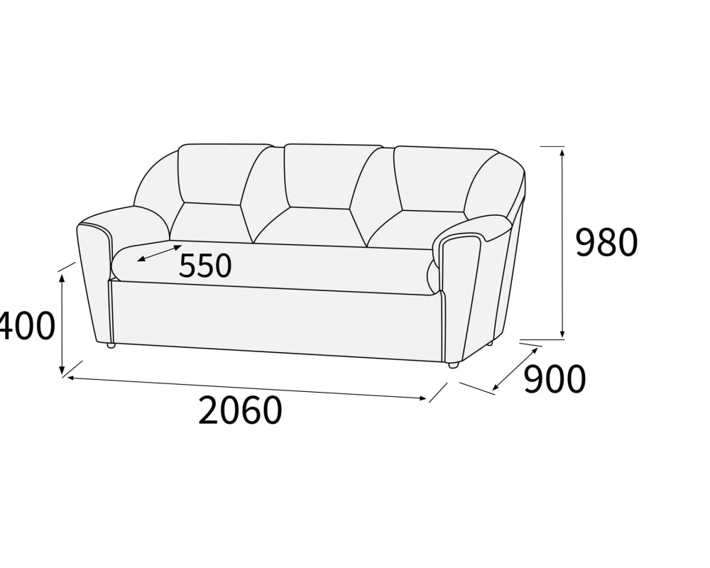Диван 3-х местный Дельта Лайт