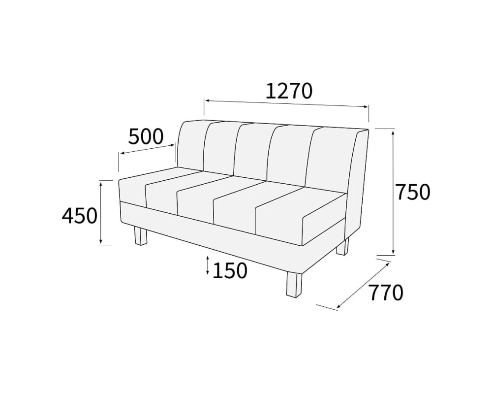 Модуль 2-х местный без подлокотников Лима