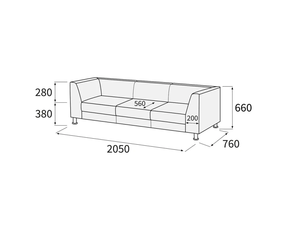 Диван 3-х местный Омега-люкс