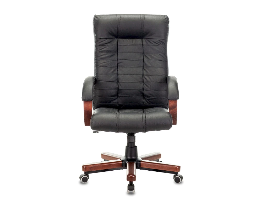 Кресло Бюрократ KB-10WALNUT/B/LEATH Натуральная кожа, Черный
