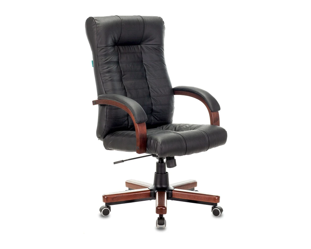 Кресло Бюрократ KB-10WALNUT/B/LEATH Натуральная кожа, Черный