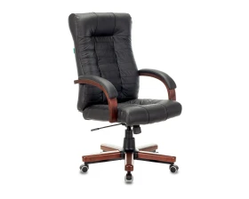 Кресло Бюрократ KB-10WALNUT/B/LEATH Натуральная кожа, Черный images