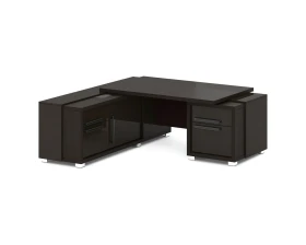 Стол с тумбой и греденцией (беспроводная зарядка, 2xUSB, розетка) 2070х2016х750 Грейс / Grace images