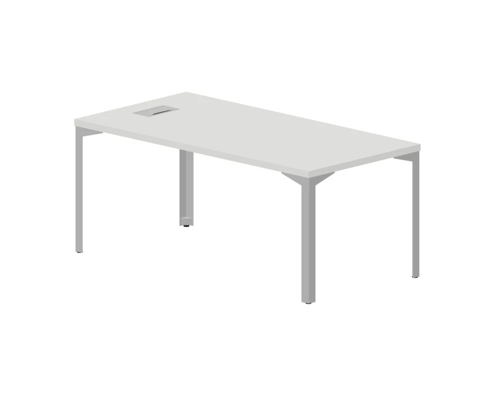 Стол руководителя с аутлетом 180х90х76см (толщина столешницы 3,6см) Рэй Экзекьютив / Ray Executive Белый/Алюминий