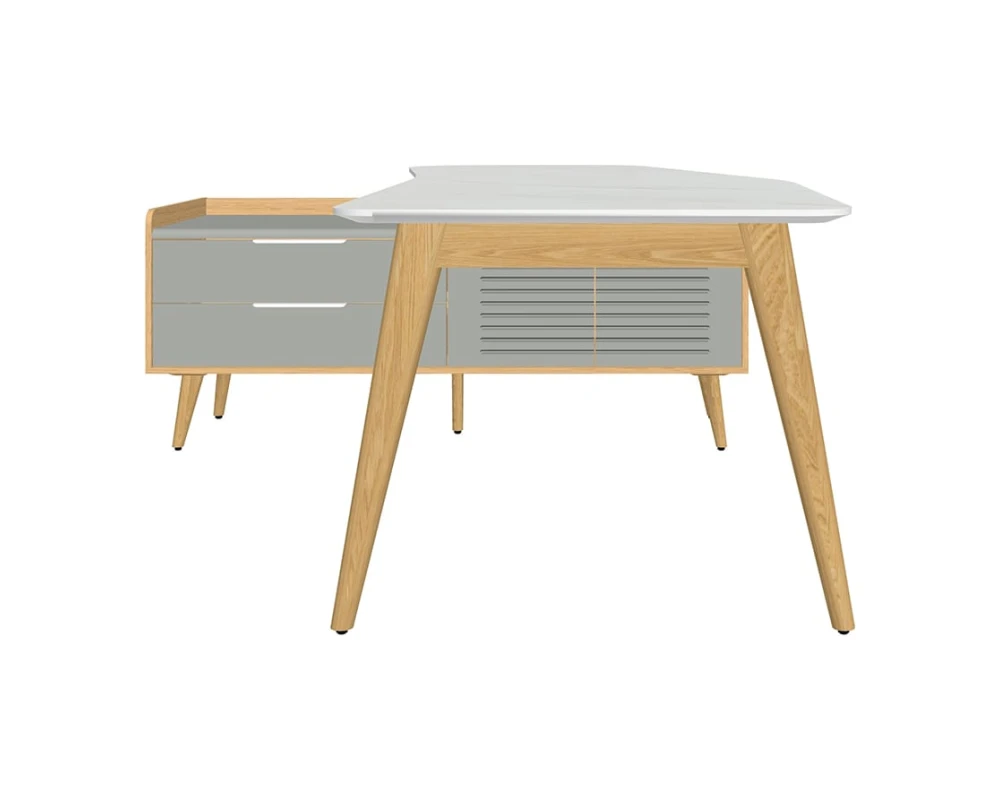 Стол рабочий эргономичный с опорной тумбой Rem-200.1L+Rem-33L Remo