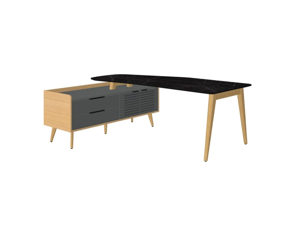 Стол рабочий эргономичный с опорной тумбой Rem-200.1L+Rem-33L Remo