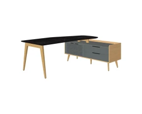 Стол рабочий эргономичный с опорной тумбой Rem-200.1R+Rem-33R Remo images