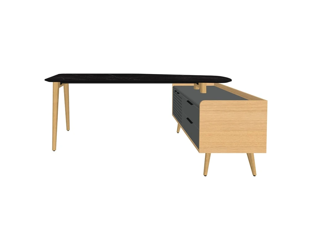 Стол рабочий эргономичный с опорной тумбой Rem-200.1R+Rem-33R Remo