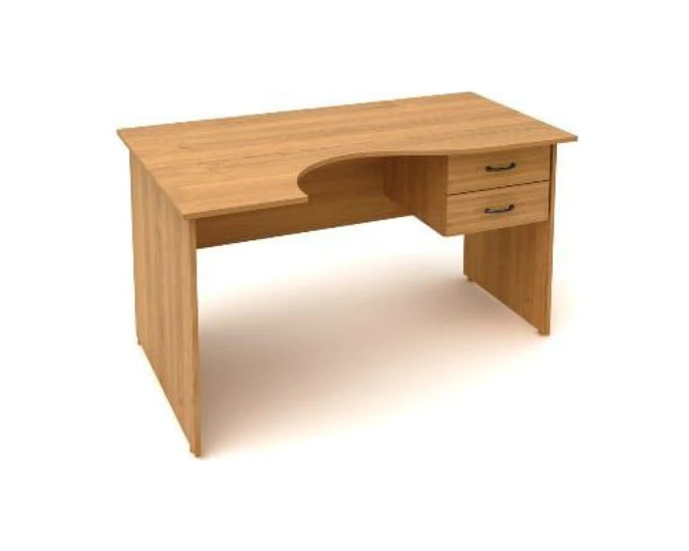 Стол крив. с подвесной тумбой (1402х902(702)х750) КФ4 Фея