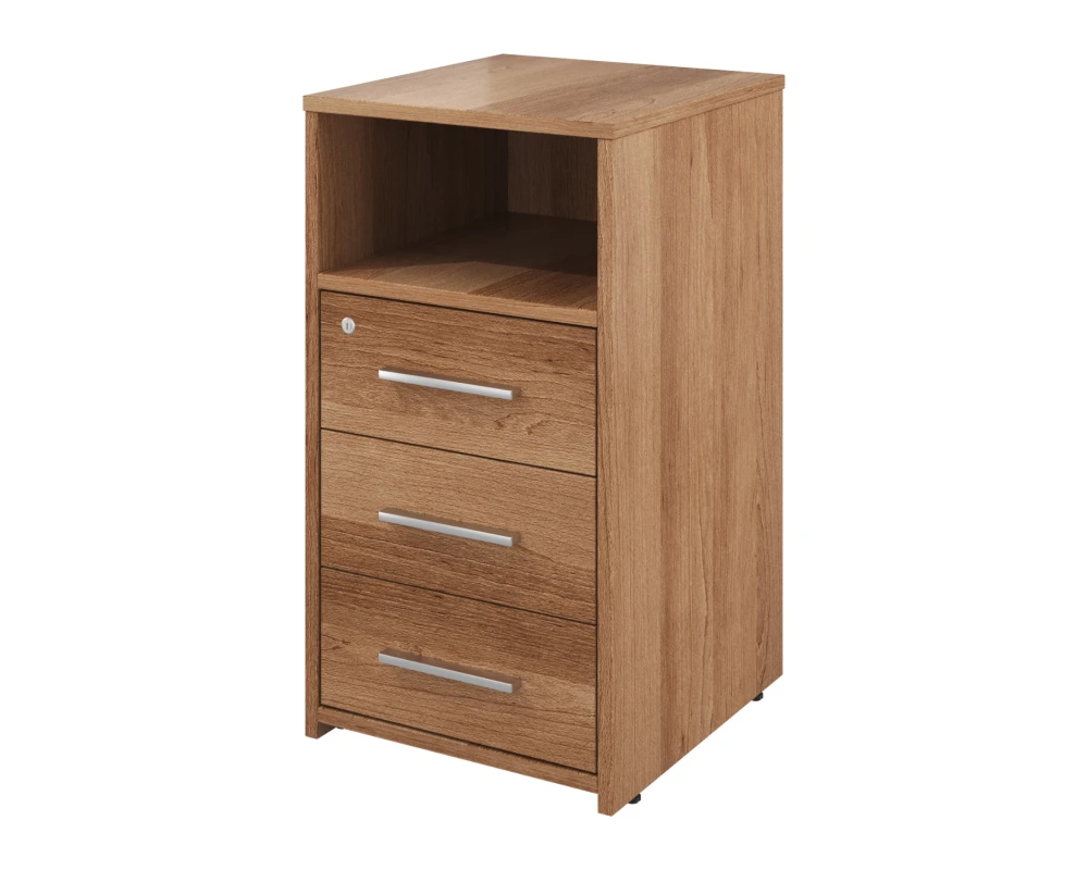 Тумба приставная с нишей, 3 ящика с замком 404х446х750 Канцлер