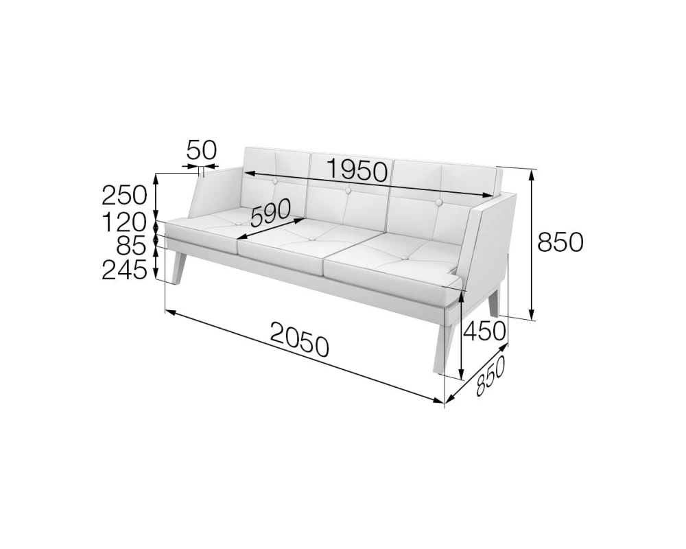 Диван 3-местный Bev3-2 Беверли MVK