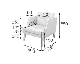 Кресло Bev1-2 800х850х850 Беверли MVK images