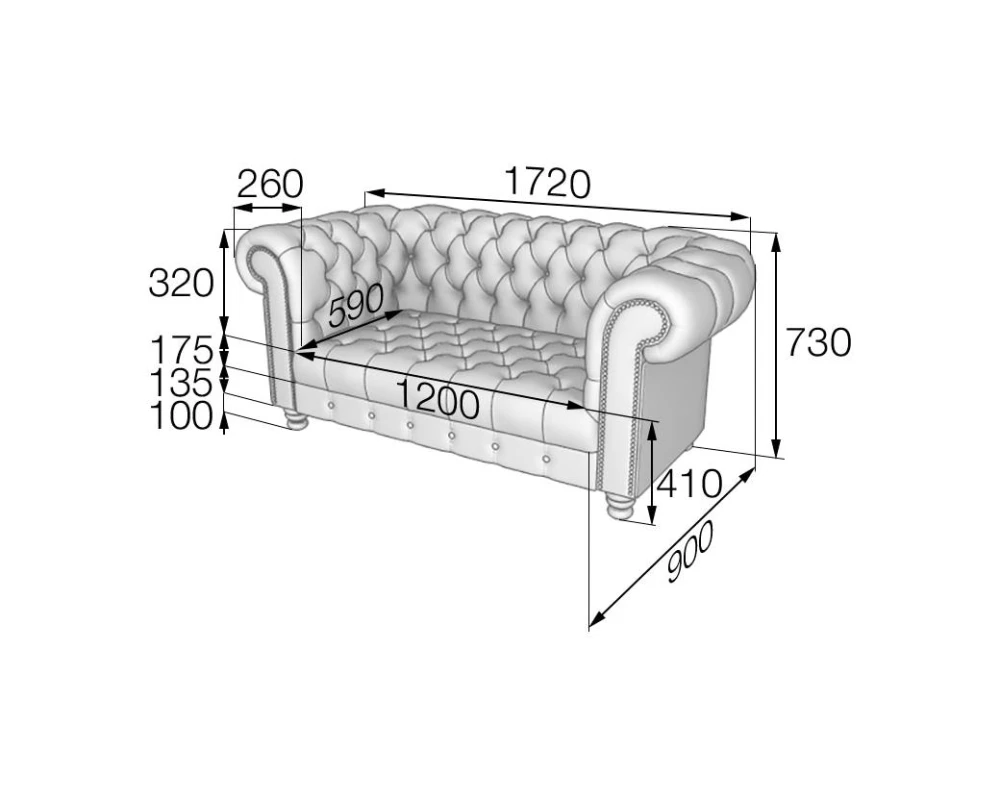 Диван 2-местный CH2 Честер MVK