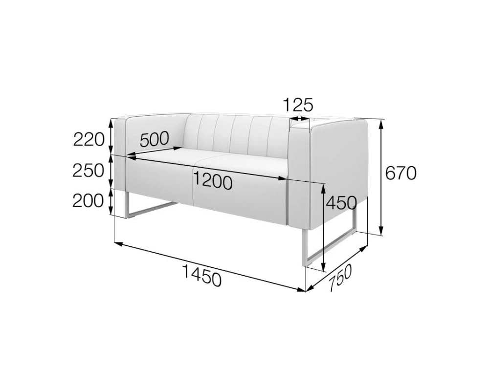 Диван 2 местный КС2-60 Кейс MVK