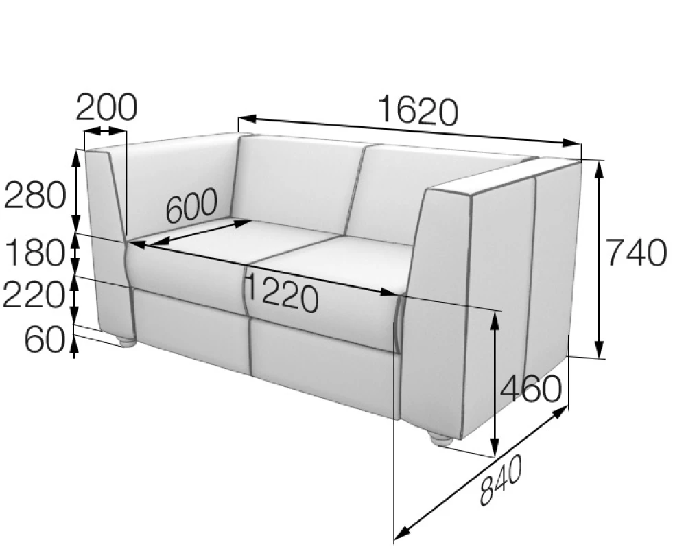 Диван 2-местный Nap2 Наполеон MVK Экокожа