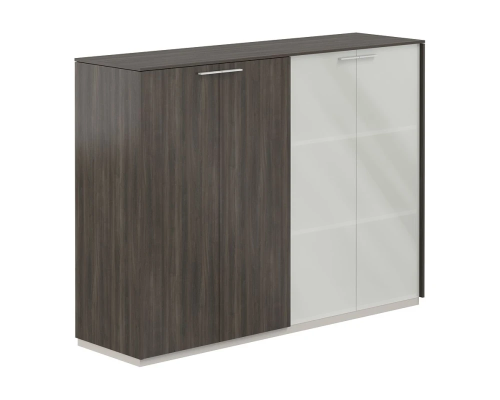 Шкаф средний + Шкаф средний со стеклом мат. Атлас / Atlas Брэнсон трюфель