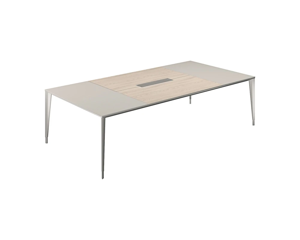 Стол конференц домино вдоль 2800x1400x725 Атлас / Atlas Грей Стоун/Ясень Наварра