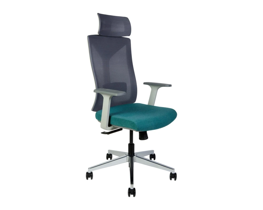 Кресло Norden Бостон Сетка/Ткань, Серый/Морская волна