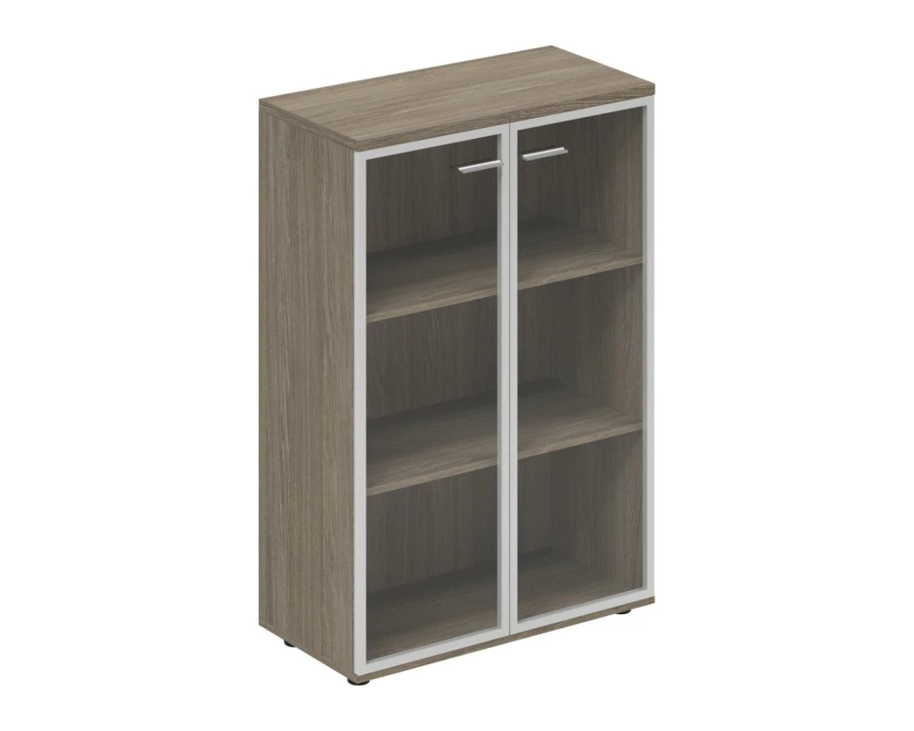 Шкаф средний 800x400x1200 со стеклом, з.ст HDF Wing Дуб темный