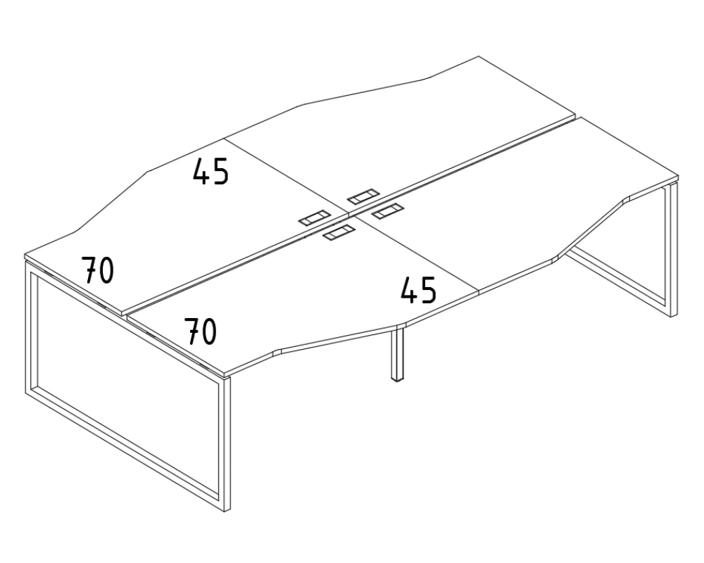 Рабочая станция столы (4х120) Техно на металлокаркасе QUATTRO A4.PRO