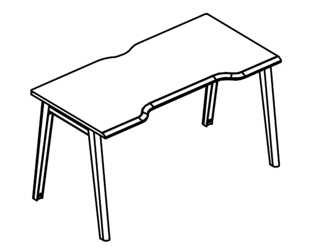 Стол Симметрия на металлокаркасе МТ (1 скос) Alta MT